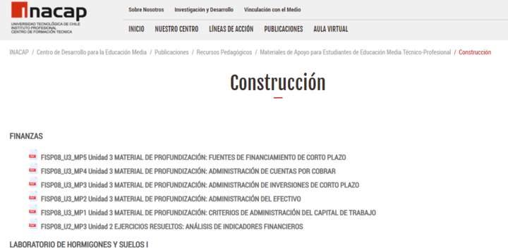 INACAP. Recursos de apoyo a EMTP en Construcción Imagen portada
