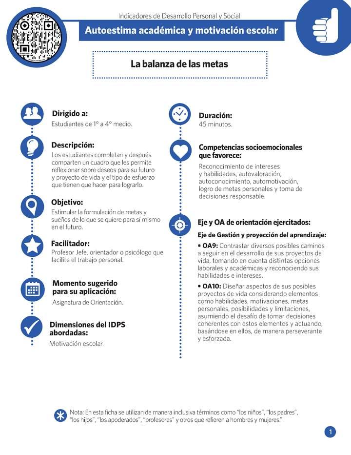 Fichas IDPS: La balanza de las metas Imagen portada