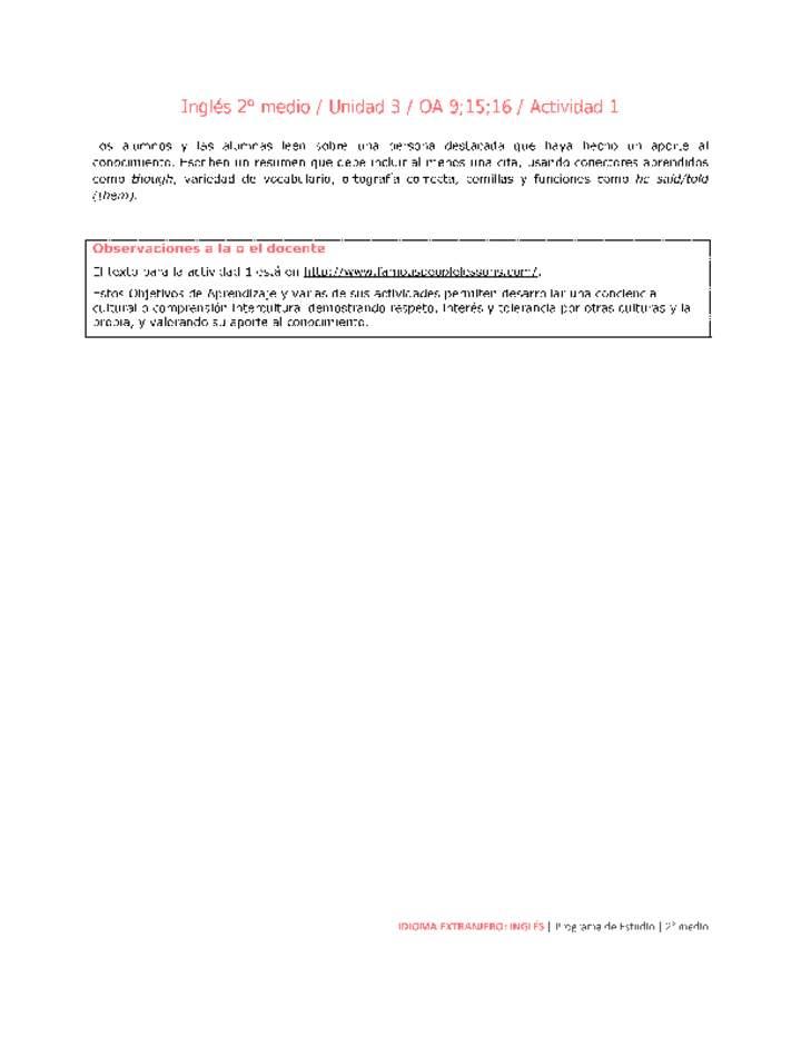 Inglés 2 medio-Unidad 3-OA9;15;16-Actividad 1 Imagen portada