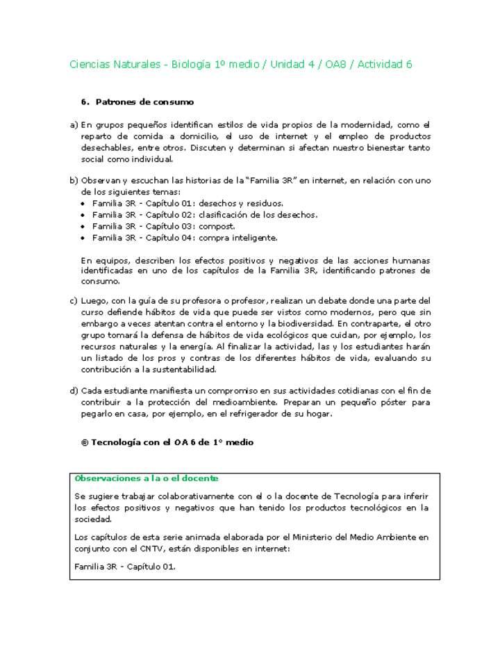 Ciencias Naturales 1 medio-Unidad 4-OA8-Actividad 6 Imagen portada