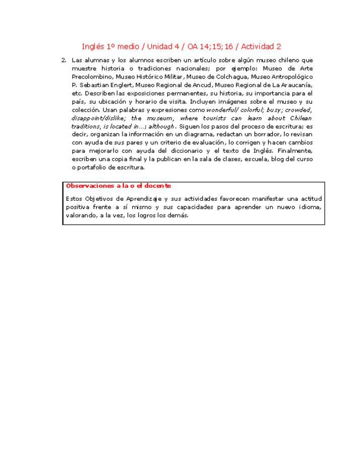 Inglés 1 medio-Unidad 4-OA14;15;16-Actividad 2 Imagen portada