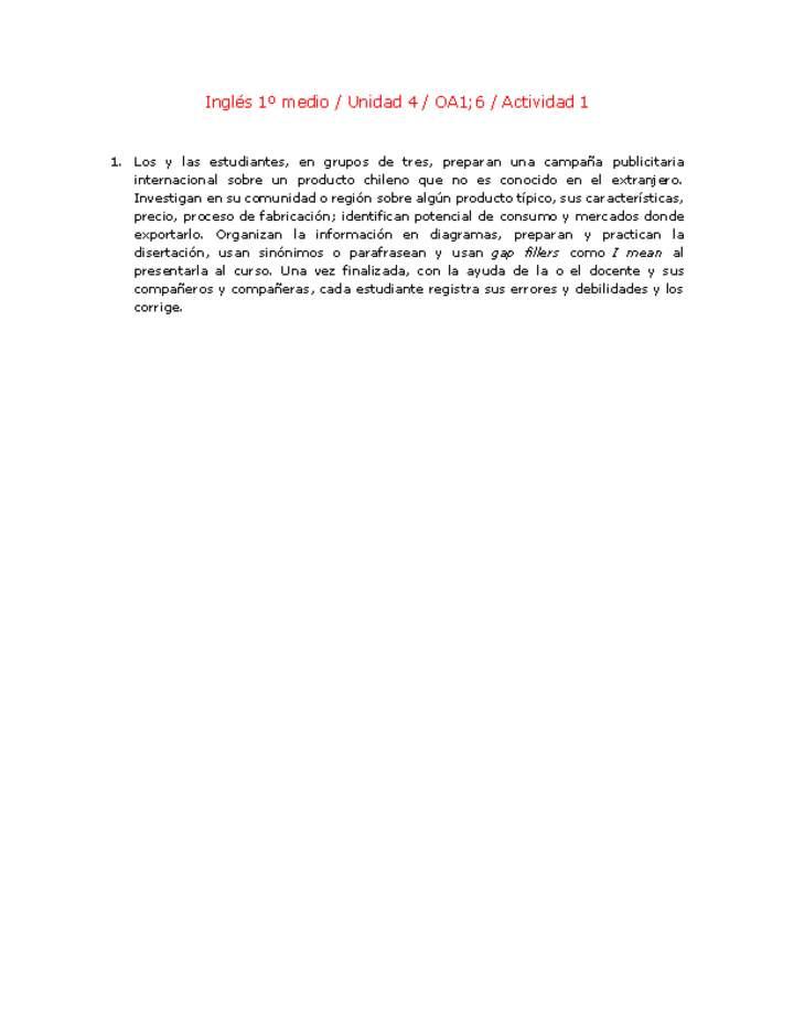 Inglés 1 medio-Unidad 4-OA1;6-Actividad 1 Imagen portada