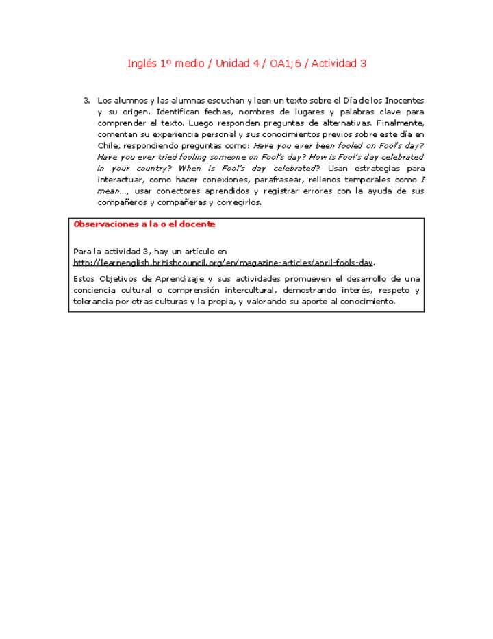 Inglés 1 medio-Unidad 4-OA1;6-Actividad 3 Imagen portada