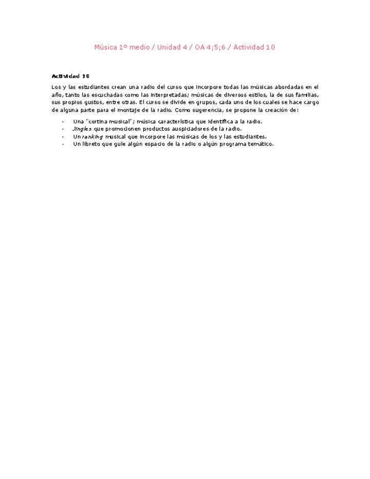 Artes Musicales 1 medio-Unidad 4-OA4;5;6-Actividad 10 Imagen portada